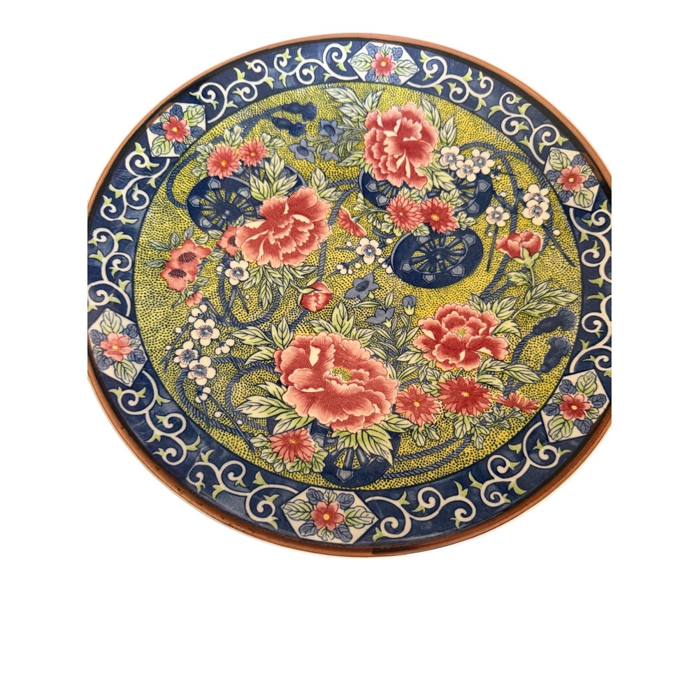 Toyo Japan Decorative Porcelain Plate Pink Peony Floral Imari Style 12.25 Inch